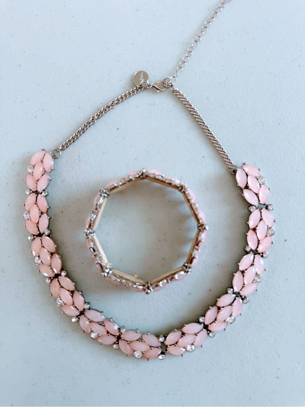 Levisa Delicate Pink Stone Necklace and Bracelet Set